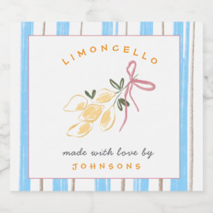 Schattig grillige Limoncello Likeurfles Etiket