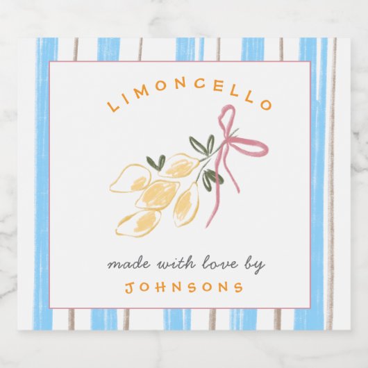 Schattig grillige Limoncello  Likeurfles Etiket (Enkel label)