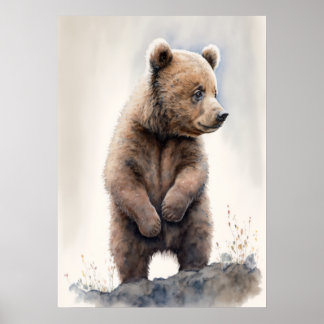 Schattig Grizzly Beer Waterverf Nursery Poster