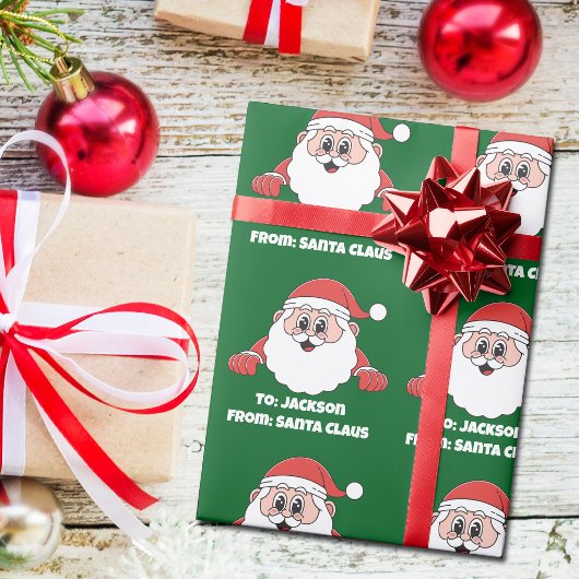 Schattig groen aangepast van de kerstman cadeaupapier