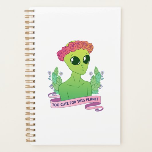 Schattig groen alien planner (Voorkant)