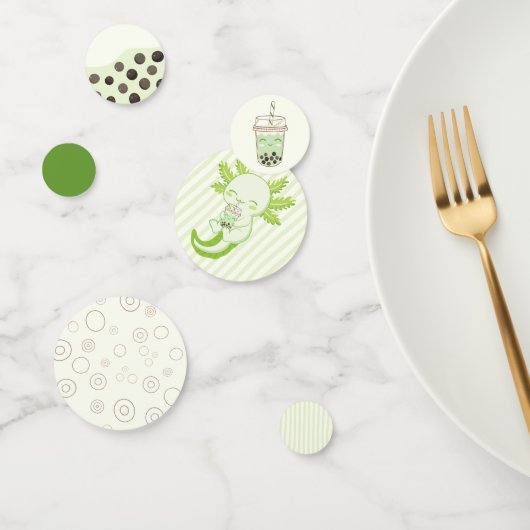 Schattig Groen Axolotl Boba Tea Kind Verjaardagsfe Confetti (Groep)