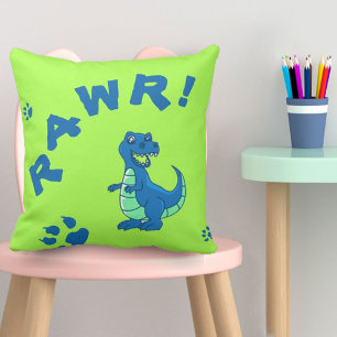 Schattig Groen Blauw RAWR Dinosaur Kinderen Kussen