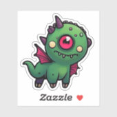 Schattig groen Cyclops-monster - Kawaii-draakbeest Sticker (Vel)