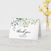Schattig groen eucalyptus bruidsdouche bedankt kaart (Gele Bloem)