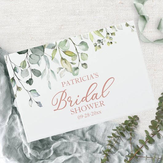 Schattig groen eucalyptus bruidsfeest gastenboek