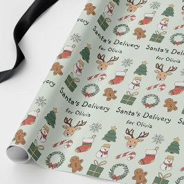 Schattig groen festief kinder Kerst vakantiepatroo Cadeaupapier