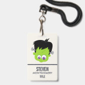 Schattig groen Frankenstein monster gezicht Hallow Badge (Voorzijde met lanyard)