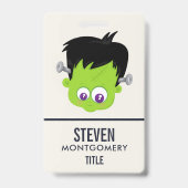 Schattig groen Frankenstein monster gezicht Hallow Badge (Achterkant)