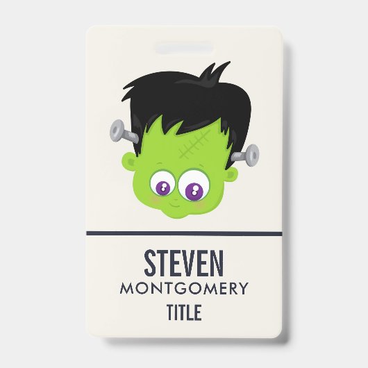 Schattig groen Frankenstein monster gezicht Hallow Badge (Voorzijde)