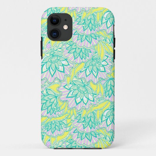 Schattig groen geel bloempatroon Case-Mate iPhone case (Achterkant)