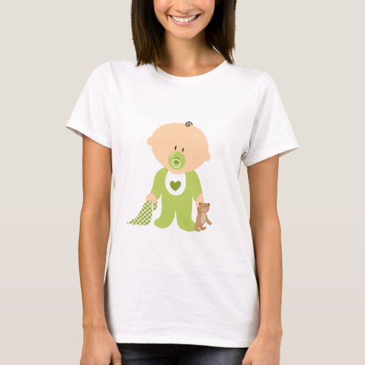 Schattig groen gekleed Baby moederschap shirt (Voorkant)