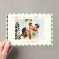 Schattig groen geruit aangepaste foto kerst