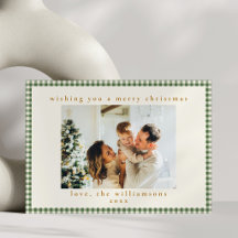 Schattig groen geruit aangepaste foto kerst