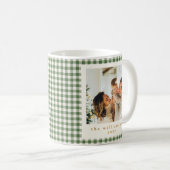 Schattig groen geruit aangepaste foto Kerstmis Koffiemok (Voorkant rechts)