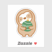Schattig groen kerstslothornament sticker (Vel)
