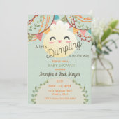 Schattig groen klein dumpling Baby shower uitnodig Kaart (Staand voorkant)