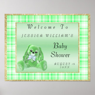 Schattig groen konijn "Welkom" Poster