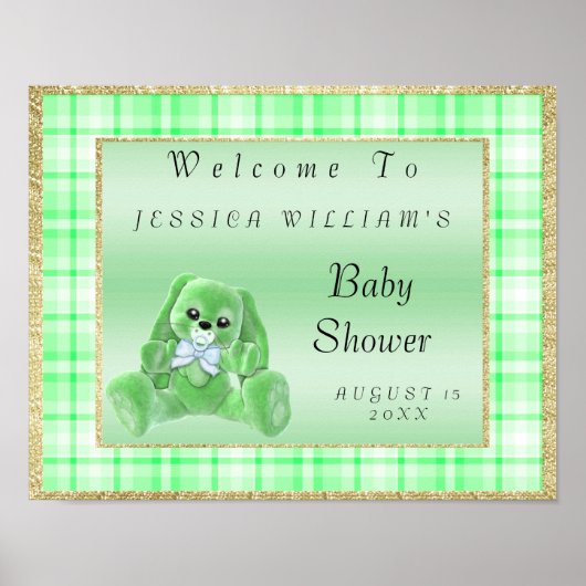 Schattig groen konijn "Welkom" Poster (Voorkant)