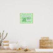 Schattig groen konijn "Welkom" Poster (Keuken)