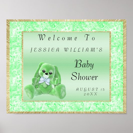 Schattig groen konijn "Welkom" Poster (Voorkant)