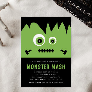 Schattig Groen Monster Mash Halloween Feest Kaart