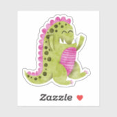 Schattig Groen + Roze Spiked Monster met Grappige  Sticker (Vel)
