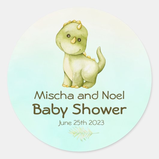 Schattig Groen T Rex Dinosaurus Boys Baby shower Ronde Sticker (Voorkant)
