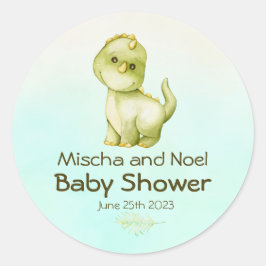 Schattig Groen T Rex Dinosaurus Boys Baby shower Ronde Sticker