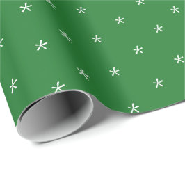 Schattig groen & wit sneeuwvlokken patroon Kerstmi Cadeaupapier