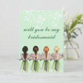 schattig groen zal je mijn bruidsmeisje zijn kaart (Staand voorkant)