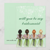 schattig groen zal je mijn bruidsmeisje zijn kaart (Voorkant / Achterkant)