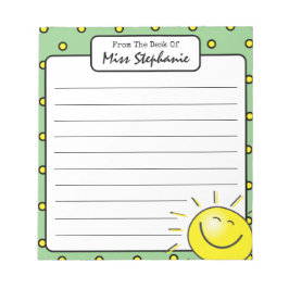 Schattig Groen Zonneschijn Glimlach Gezicht Van Le Notitieblok