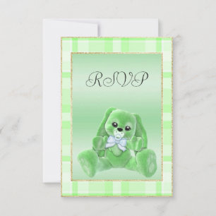 Schattig Groene Konijn Baby Shower RSVP Kaartje