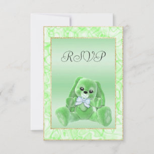 Schattig Groene Konijn Baby Shower RSVP Kaartje