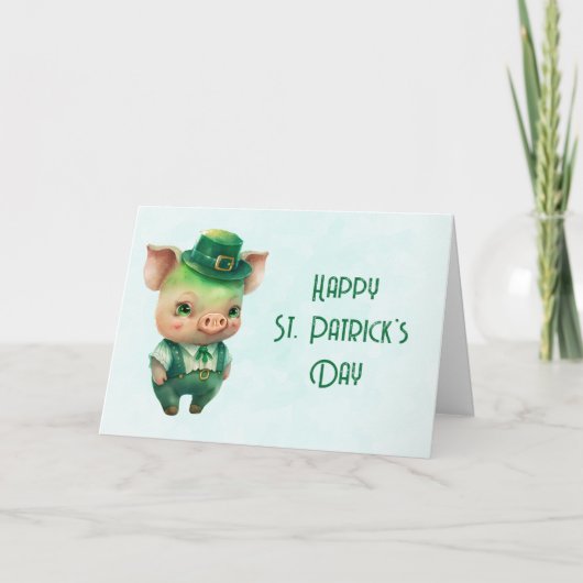 Schattig groene St. Patrick's Day varken Kaart (Voorkant)