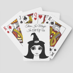 schattig groot oog heks meisje fantasie sprookje k pokerkaarten