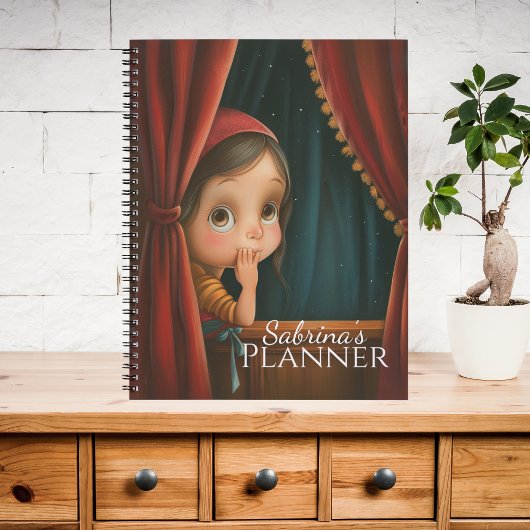 Schattig Groot Oog Verstoppertje Spelen Meisje Planner