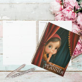 Schattig Groot Oog Verstoppertje Spelen Meisje Planner