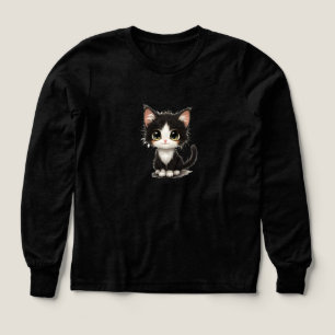 Schattig grootogig katje – Chibi zwart-witte kat