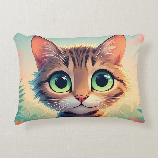 Schattig grootogig tabby poesje accent kussen (Voorkant)