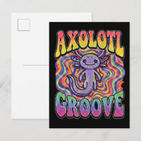 Schattig Groovy Hippie Axolotl Retro 70s Regenboog