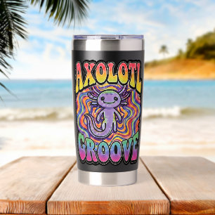 Schattig Groovy Hippie Axolotl Retro 70s Regenboog Geïsoleerde Drinkbeker