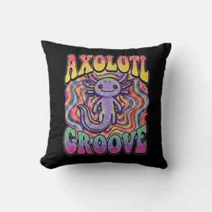 Schattig Groovy Hippie Axolotl Retro 70s Regenboog Kussen