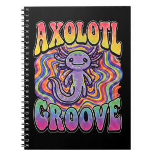 Schattig Groovy Hippie Axolotl Retro 70s Regenboog Notitieboek