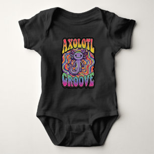 Schattig Groovy Hippie Axolotl Retro 70s Regenboog Romper