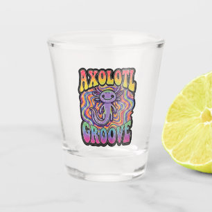 Schattig Groovy Hippie Axolotl Retro 70s Regenboog Shot Glas