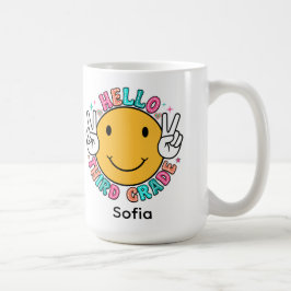 Schattig Groovy Smiley Face Hallo Derde Leerjaar T Koffiemok