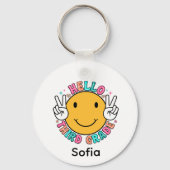 Schattig Groovy Smiley Face Hallo Derde Leerjaar T Sleutelhanger (Voorkant)