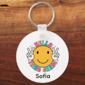 Schattig Groovy Smiley Face Hallo Derde Leerjaar T Sleutelhanger (Voorkant)